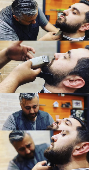 Close beard shaping and trimming work
